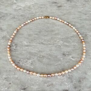 WW 14K Yellow Gold Pink Pearl Necklace 18in